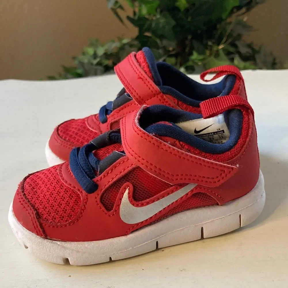 Nike Free Run 3 Slip On Red & Blue Sneakers Size 5C